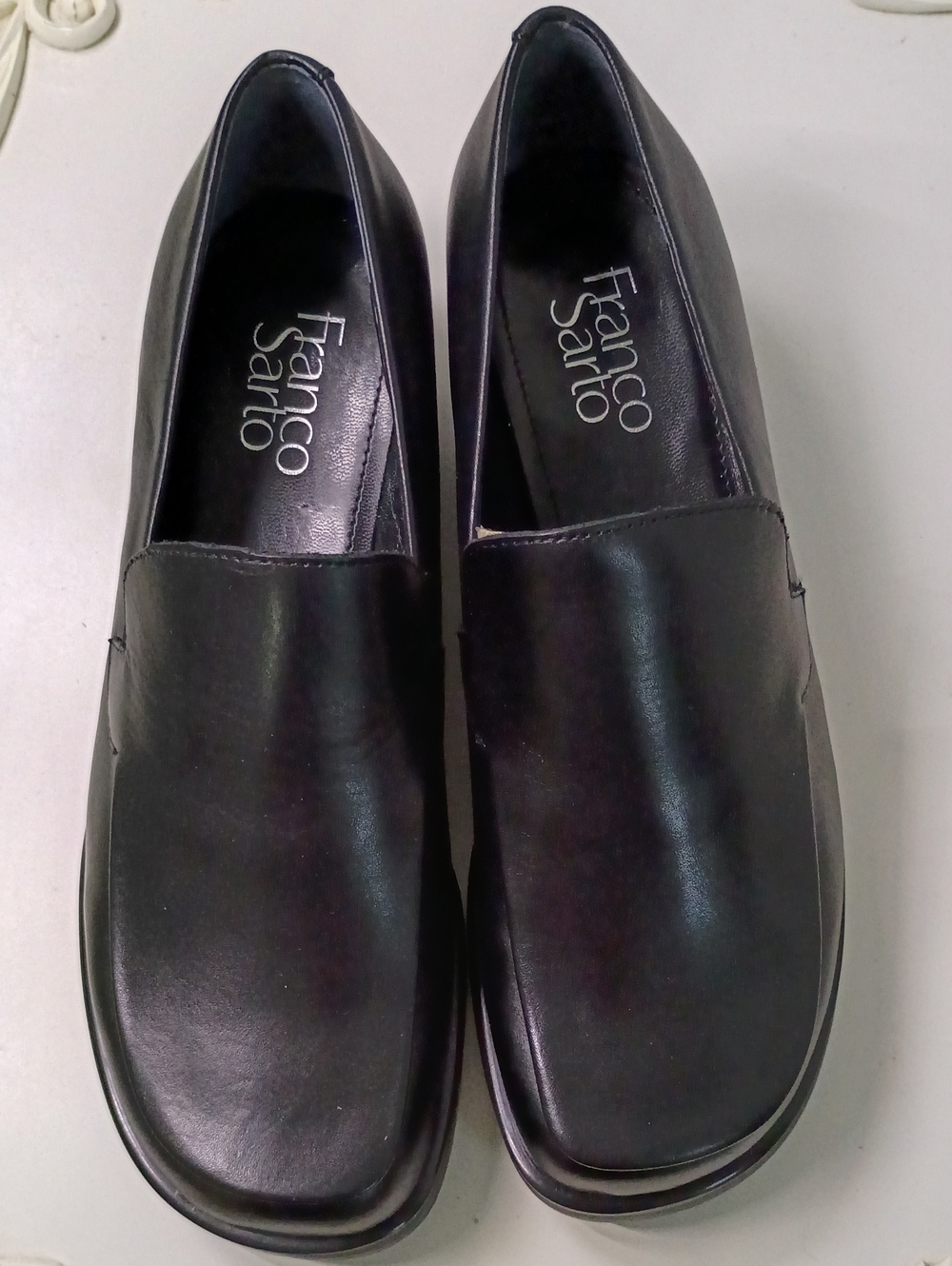Franco Sarto Black Leather Slip-On Loafers
